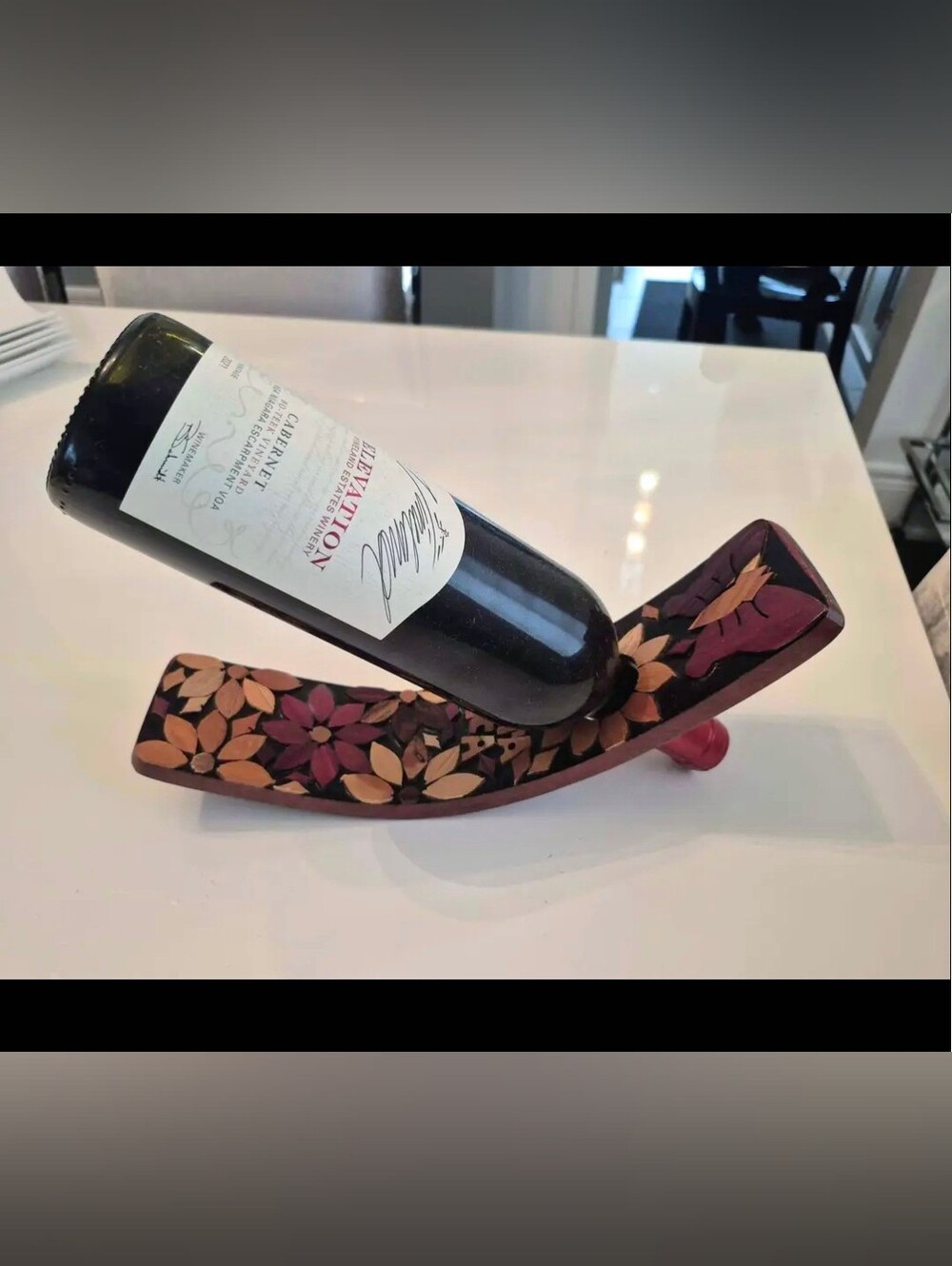 Hand Carved Wooden Wine Bottle Holder From Costa Rica